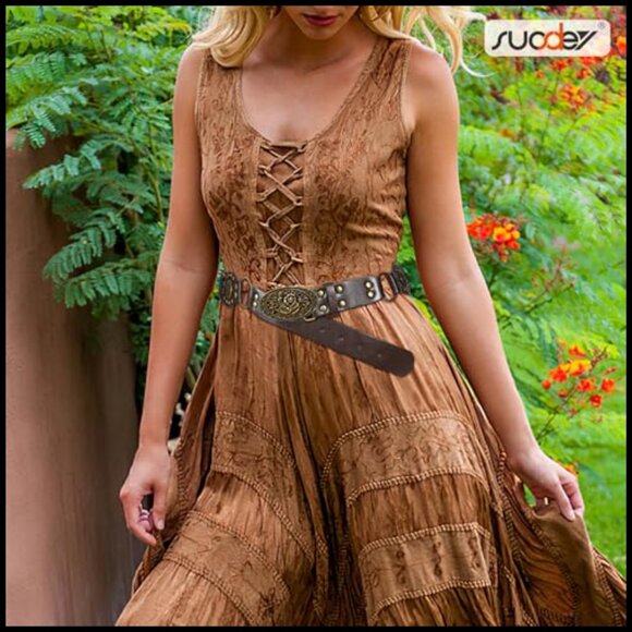 Vintage Western Belt Faux Leather Studded Rivets Adjustable Unisex Cowgirl Style main image 7